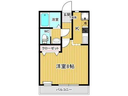 ナルシマハイツA(1K/1階)の間取り写真