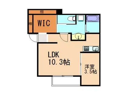 ILUSION志免中央(1LDK/2階)の間取り写真