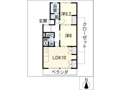 メゾンやよい(2LDK/3階)の間取り写真