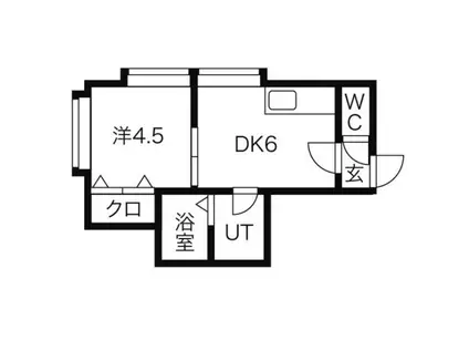 ウインドミル17(1DK/3階)の間取り写真