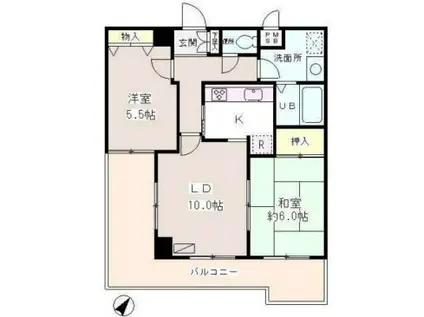 真成館ビル(2LDK/5階)の間取り写真