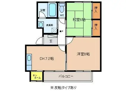 ポートサイド萩原400(2DK/1階)の間取り写真
