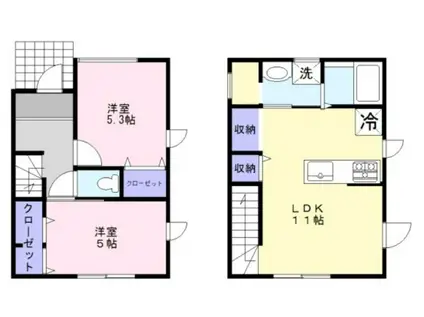 GLOBE HOUSE(2LDK/1階)の間取り写真