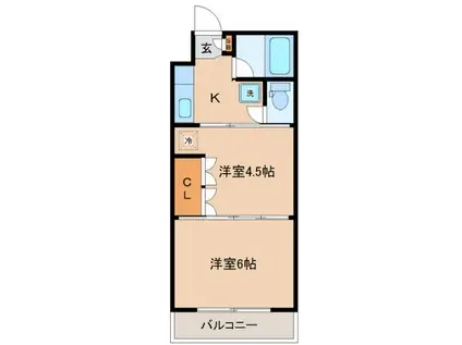 イーグルハイツ高松I(2K/1階)の間取り写真