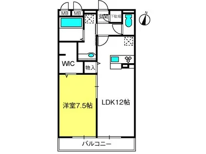 ウィステリア(1LDK/2階)の間取り写真