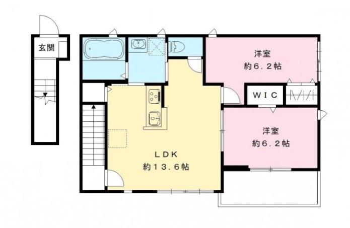 パルティシオン(2LDK/2階)の間取り写真