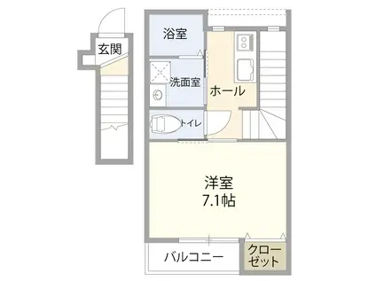 レチエVI(1K/2階)の間取り写真