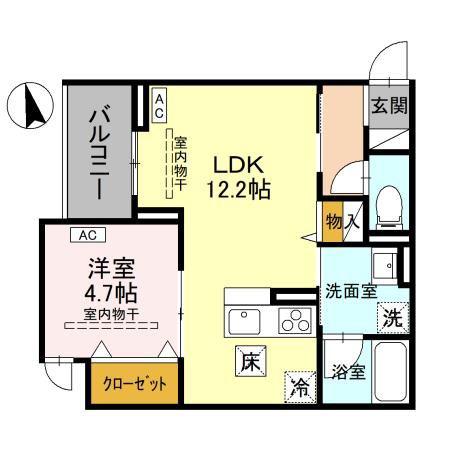 D-IMPARABLE(1LDK/1階)の間取り写真