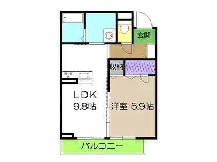 ベレオ弓張月(1LDK/3階)の間取り写真