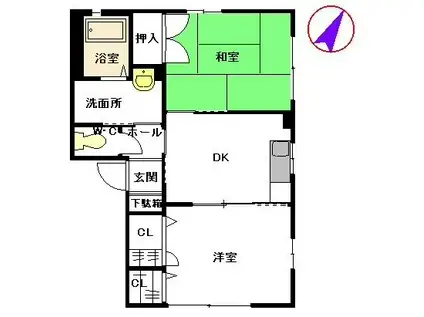 ヴァレー・アグスタ (2DK/1階)の間取り写真