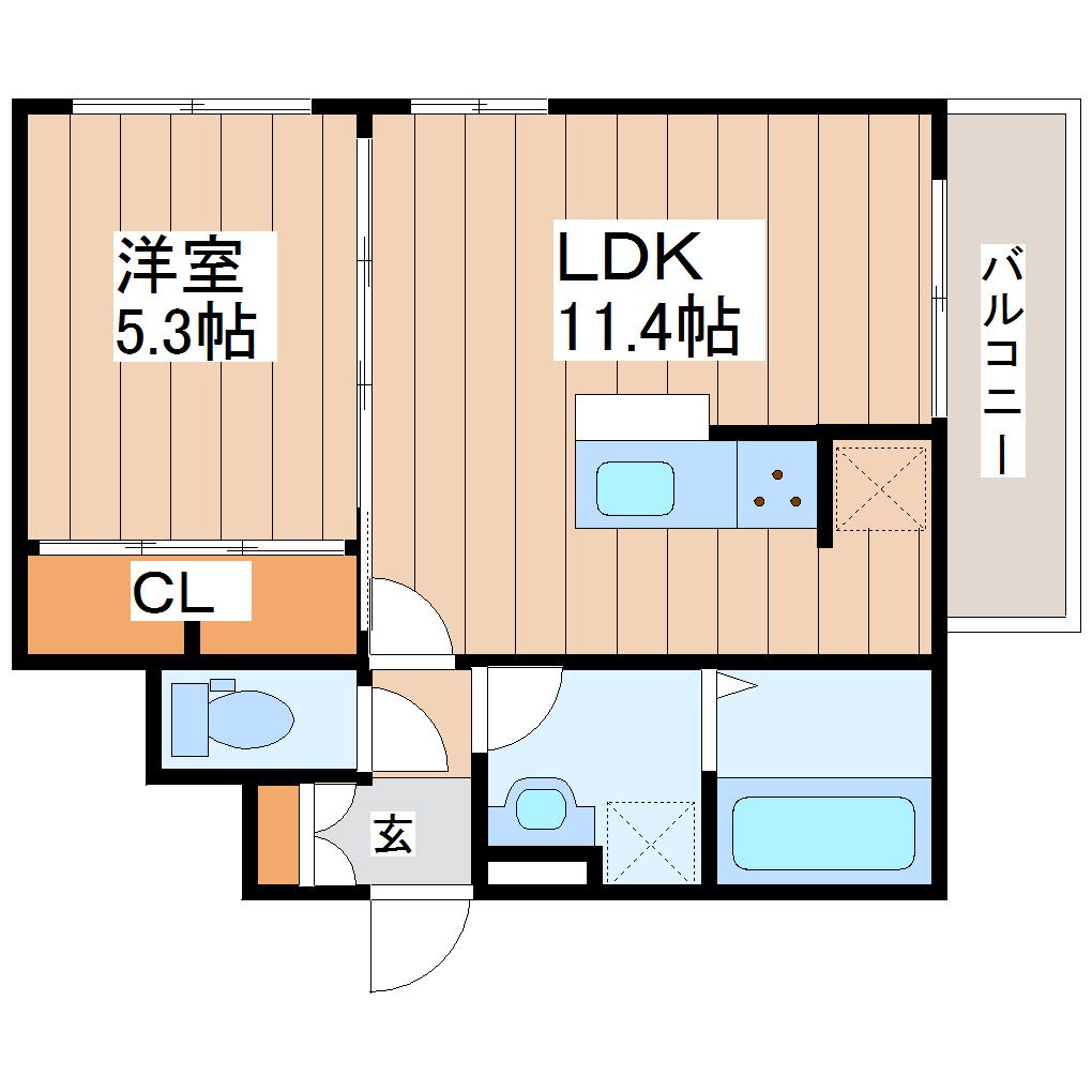 D-ROOM荒井(1LDK/2階)の間取り写真
