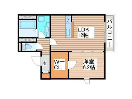シャーメゾン真栄(1LDK/1階)の間取り写真