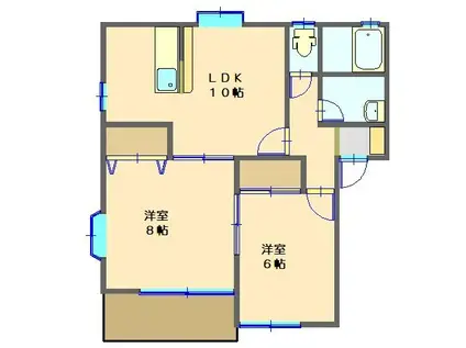 鈴の木ニュータウン B(2LDK/1階)の間取り写真