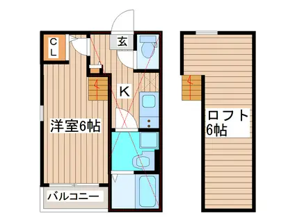 ハーモニーテラス上谷刈(1K/1階)の間取り写真