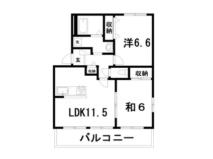 ボナール秋の月(2LDK/2階)の間取り写真