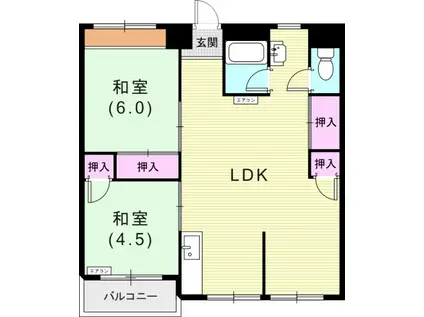 上湊川高層(2LDK/12階)の間取り写真