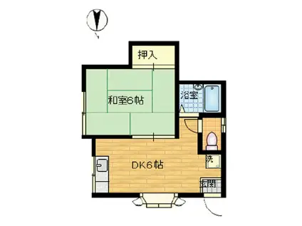 京急大師線 川崎大師駅 徒歩6分 2階建 築39年(1DK/1階)の間取り写真