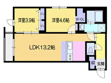 VERDEORO-SUMIYOSHI-(2LDK/2階)の間取り写真