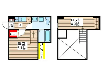 レブレジール(1K/2階)の間取り写真