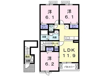 マルゴー B(3LDK/2階)の間取り写真