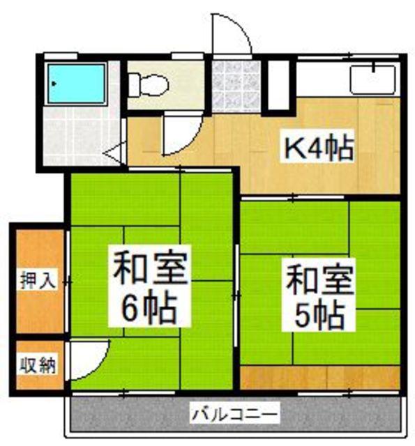 シティハイム南町(2K/2階)の間取り写真