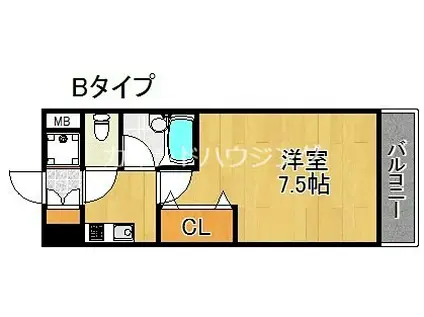 プルメリア玉出(1K/3階)の間取り写真