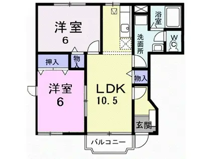ボンボヌール(2LDK/1階)の間取り写真