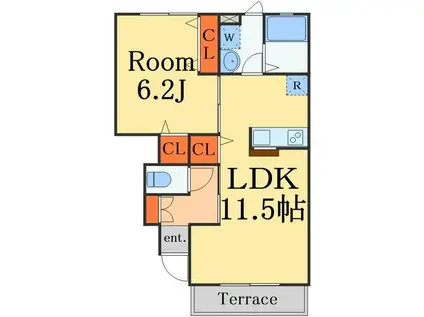 BEL ESPOIR(1LDK/1階)の間取り写真