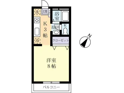 桜ハイツ(1K/2階)の間取り写真
