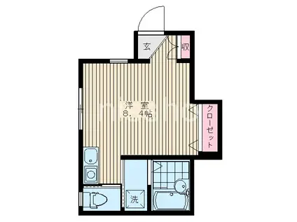 西武新宿線 都立家政駅 徒歩7分 2階建 築9年(ワンルーム/1階)の間取り写真