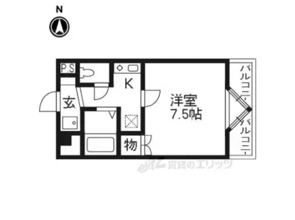 ハウスセゾン鞍馬口(1K/4階)の間取り写真