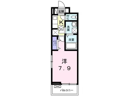 ア ラ ボヌール(1K/2階)の間取り写真