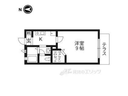 パルテノス伏見(1K/1階)の間取り写真