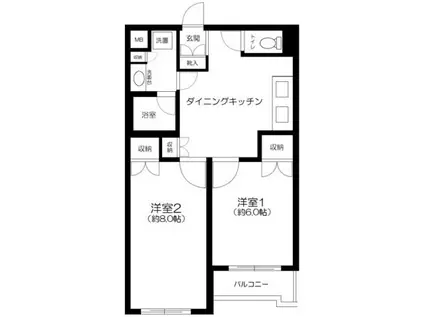 ネクサス巣鴨(2DK/1階)の間取り写真