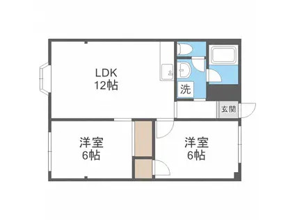 セトル美園(2DK/4階)の間取り写真