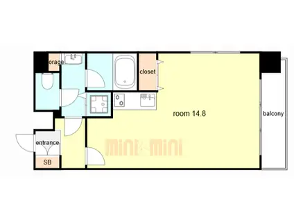 KDXレジデンス三宮(ワンルーム/12階)の間取り写真