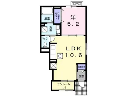 サンライズ・フィールド IV(1LDK/1階)の間取り写真