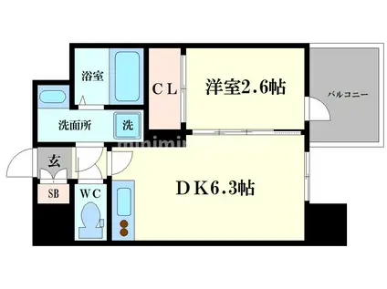 エスグランデ難波グランツ(1DK/7階)の間取り写真