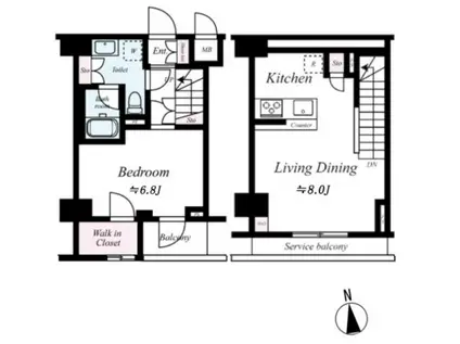 GROWS綾瀬(1LDK/9階)の間取り写真