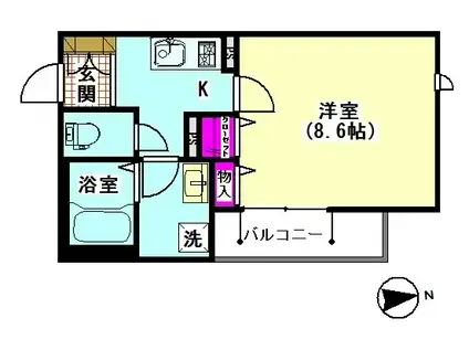 クレストコートミライ(1K/2階)の間取り写真