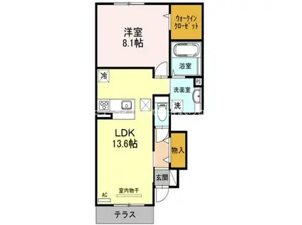 フェリーチェサイド(1LDK/1階)の間取り写真