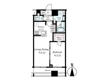 プレール・ドゥーク蔵前(1LDK/7階)の間取り写真