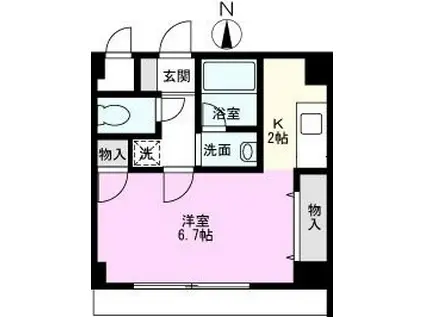 サニー・ヴィレッジ(ワンルーム/2階)の間取り写真