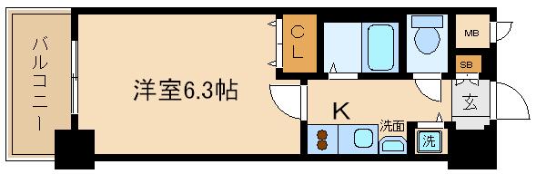 プレサンス京都四条堀川(1K/11階)の間取り写真