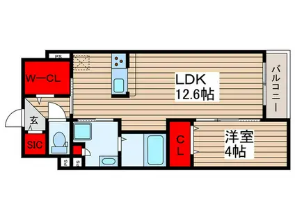 アクア一之江(1LDK/2階)の間取り写真