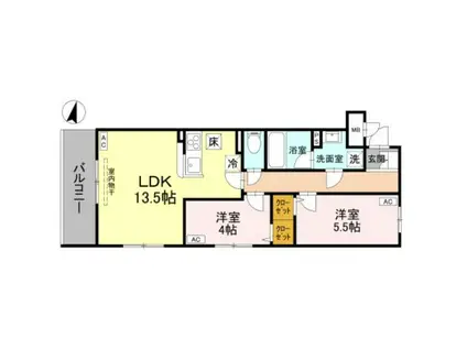 GRACE ATAGO(2LDK/1階)の間取り写真