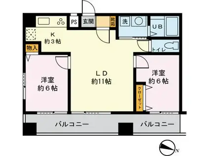 ミネンスアビス(2LDK/4階)の間取り写真
