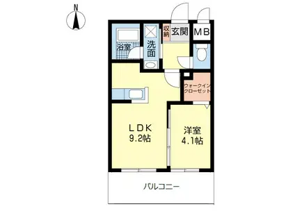 ファルフォーレ東大利(1LDK/3階)の間取り写真
