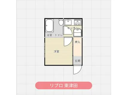 リプロ東津田(1K/2階)の間取り写真