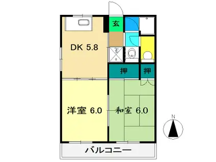 橋本コーポ(2DK/3階)の間取り写真